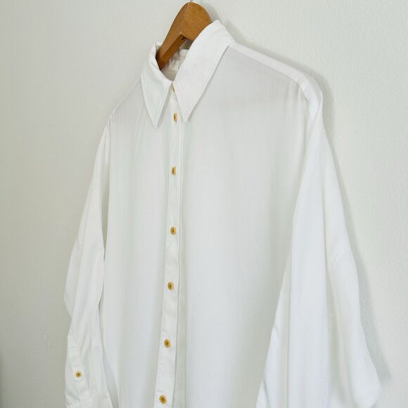 Madewell Relaxed Dolman Button-Up Shirt Size S White Sheer Coastal Prep Classic - Picture 4 of 16